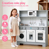 Keezi Wooden Play Kitchen Pretend Kitchen 82cm Kids Toy Food Set Grey - Extra Image
