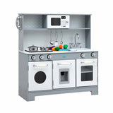 Keezi Wooden Play Kitchen Pretend Kitchen 82cm Kids Toy Food Set Grey - Extra Image