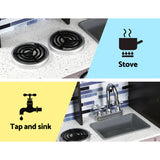 Keezi Kids Kitchen Play Set Wooden Pretend Toys Cooking Children Oven Fridge - 45-Degree Angle