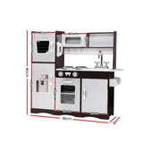 Keezi Kids Kitchen Play Set Wooden Pretend Toys Cooking Children Stove Fridge - Front View