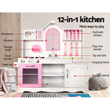 Keezi Kids Kitchen Play Set Wooden Pretend Toys Cooking Children Storage Cabinet - Side View