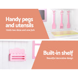 Keezi Kids Kitchen Play Set Wooden Pretend Toys Cooking Children Storage Cabinet - 45-Degree Angle