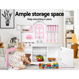 Keezi Kids Kitchen Play Set Wooden Pretend Toys Cooking Children Storage Cabinet - Close-Up Angle
