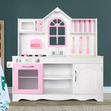 Keezi Kids Kitchen Play Set Wooden Pretend Toys Cooking Children Storage Cabinet - Low Angle