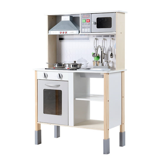 Keezi Deluxe Wooden Kids Kitchen Playset with Realistic Cooking Accessories