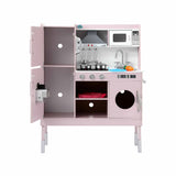 Keezi 102cm Wooden Pretend Kitchen Playset With Apron And Food Set1 Pink - Side View
