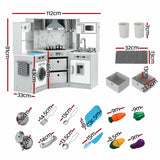 Keezi 112cm Wooden Pretend Kitchen Playset Kids Toy Sink Stove Grey - Front View
