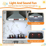 Keezi 112cm Wooden Pretend Kitchen Playset Kids Toy Sink Stove Grey - Rear View