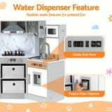 Keezi 112cm Wooden Pretend Kitchen Playset Kids Toy Sink Stove Grey - Close-Up Angle