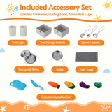 Keezi 112cm Wooden Pretend Kitchen Playset Kids Toy Sink Stove Grey - Extra Image