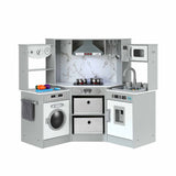 Keezi 112cm Wooden Pretend Kitchen Playset Kids Toy Sink Stove Grey - Extra Image