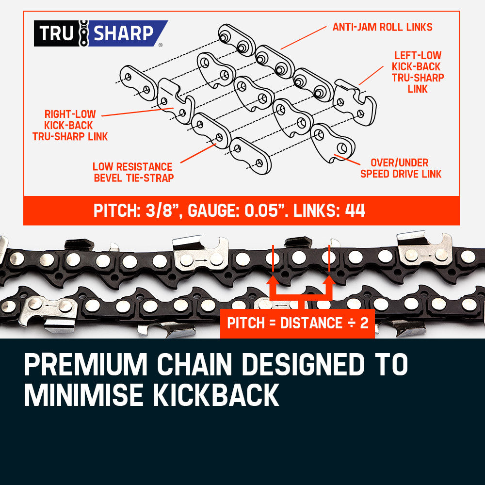 MTM 62cc Long Reach Pole Saw, 2-Stroke Petrol, 12' Tree Trimming Pruning Chainsaw Bar, 2 Extension Shafts