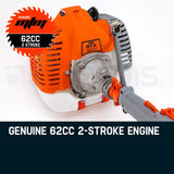MTM 62cc Long Reach Pole Saw and Hedge Trimmer, 2-Stroke Petrol, 12' Tree Trimming Pruning Chainsaw Bar, 2 Extension Shafts