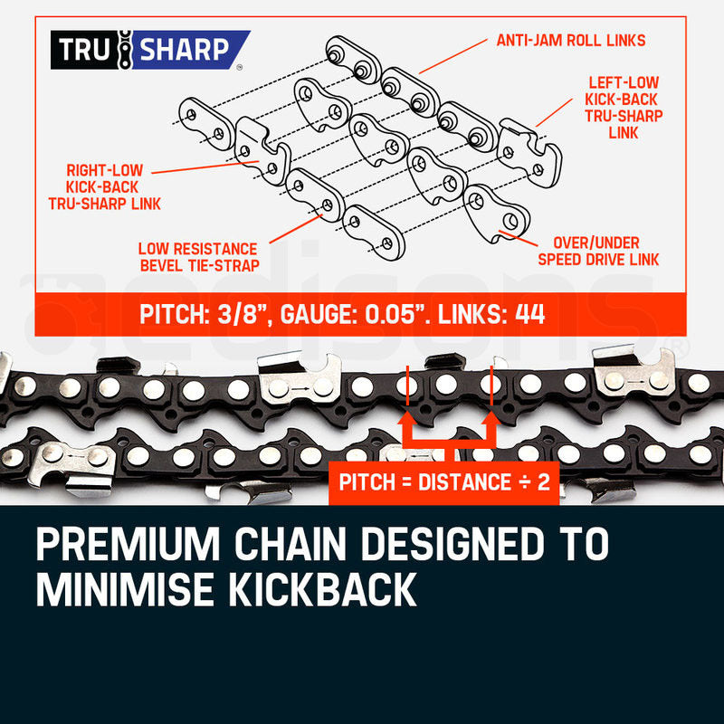 MTM 62cc Long Reach Pole Saw and Hedge Trimmer, 2-Stroke Petrol, 12' Tree Trimming Pruning Chainsaw Bar, 2 Extension Shafts
