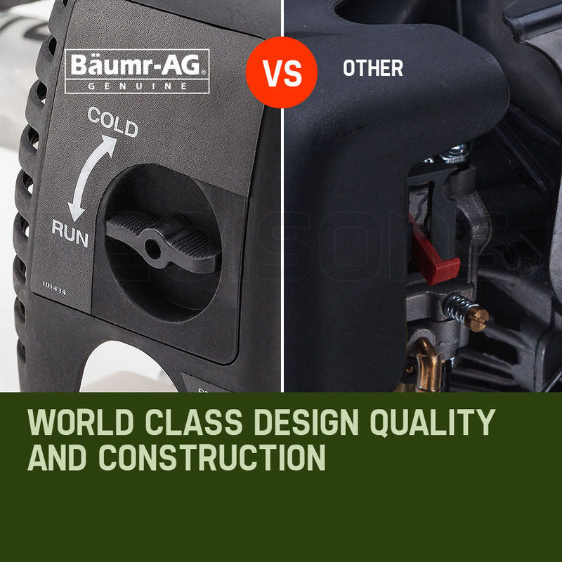 BAUMR-AG 65cc 9in1 Long Reach Garden Multi-tool, Pole Saw, Hedge & Line Trimmer, Brush Cutter, 12' Tree Trimming Pruning Chainsaw Bar, 2 Extension Shafts