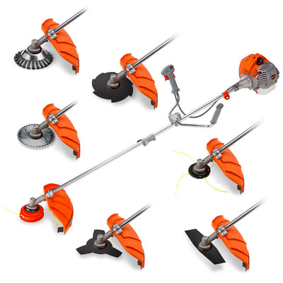 MTM 62cc 7in1 Brush Cutter Garden Multi-Tool , Pole Hedge & Line Trimmer, Bullhorn Handle, 12' Tree Trimming Pruning