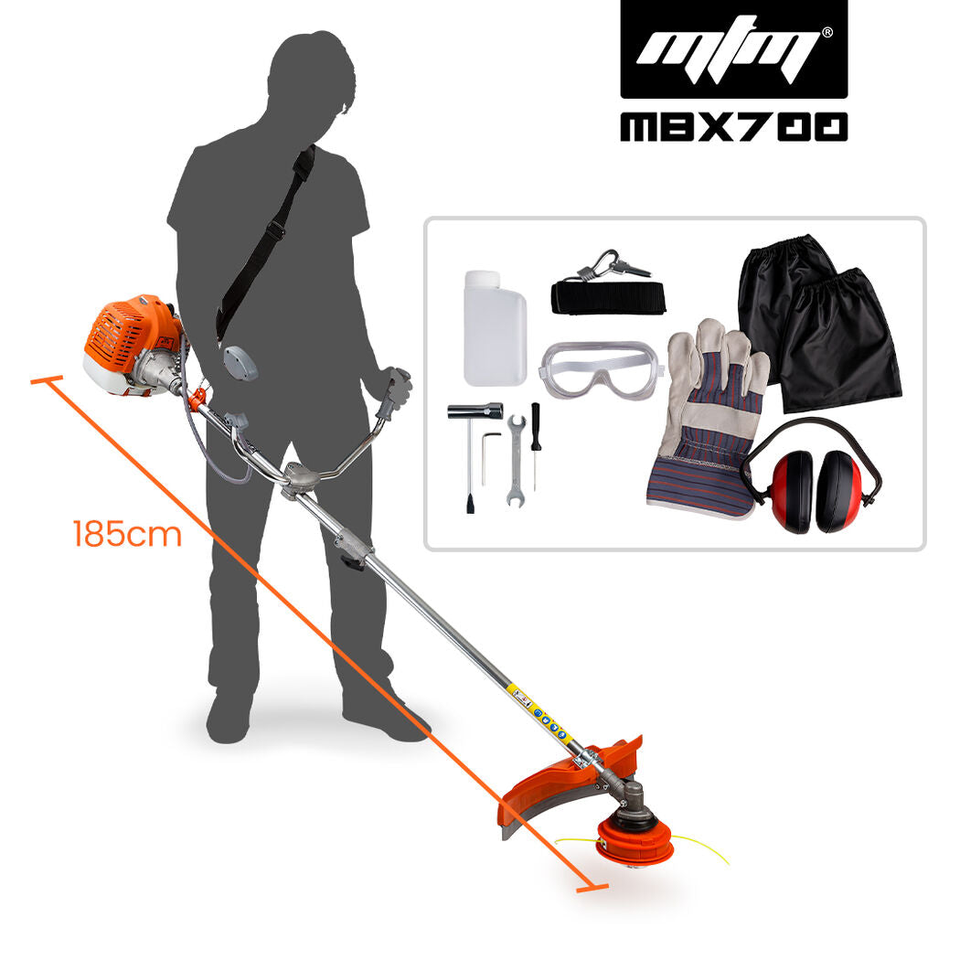 MTM 62cc 7in1 Brush Cutter Garden Multi-Tool , Pole Hedge & Line Trimmer, Bullhorn Handle, 12' Tree Trimming Pruning