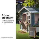 ROVO KIDS Cubby House, Outdoor Wooden DIY Timber Cottage Style Playhouse, for Children - Low Angle