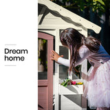 ROVO KIDS Cubby House, Wooden Outdoor DIY Timber Cottage Style Playhouse, for Children - Front View