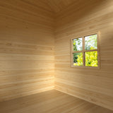 ROVO KIDS Wooden Tower Cubby House with Slide, Sandpit, Climbing Wall, Noughts & Crosses, Natural Colour - Top-Down View