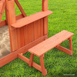 ROVO KIDS Outdoor Slide and Swing Play Set with Climbing Wall and Sandpit - Close-Up Angle