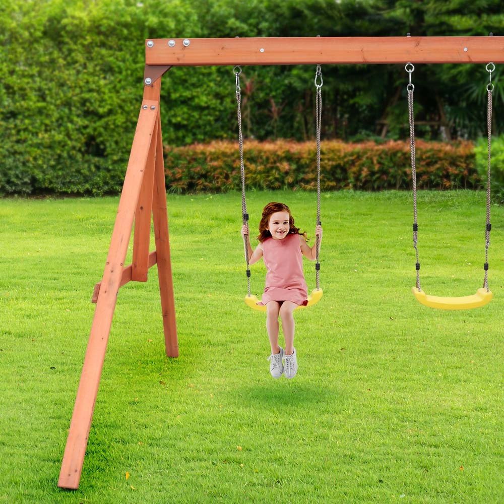 ROVO KIDS Outdoor Slide and Swing Play Set with Climbing Wall and Sandpit