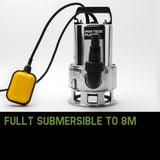 PROTEGE 1500W Submersible Dirty Water Pump Bore Tank Well Steel Automatic Clean - Top-Down View