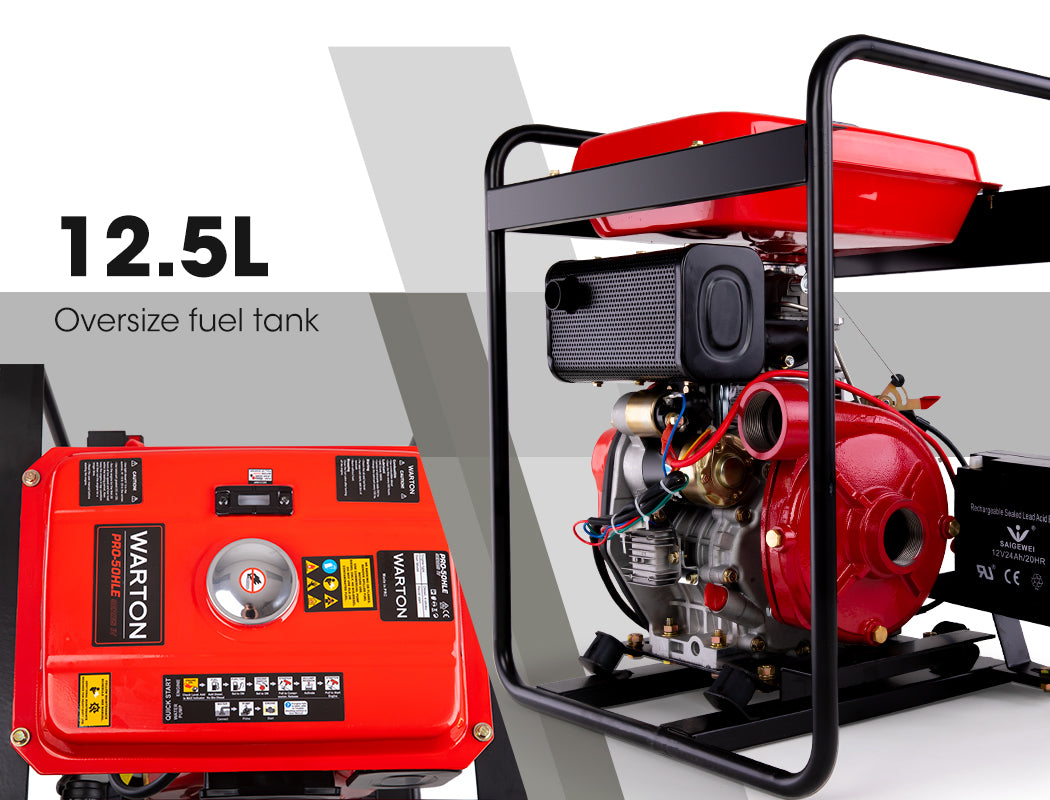 WARTON 2' 8HP High-Pressure Water Pump, Diesel-Powered