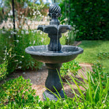 PROTEGE 3 Tier Solar Powered Water Feature Fountain Bird Bath - Dark Grey