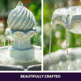 PROTEGE 3 Tier Solar Powered Water Feature Fountain Bird Bath - Light Grey - Top-Down View