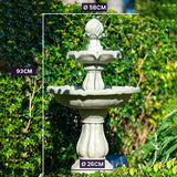 PROTEGE 3 Tier Solar Powered Water Feature Fountain Bird Bath - Light Grey - Rear View