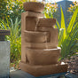 PROTEGE 4 Bowl Solar Powered Water Feature Fountain with LED Lights - Sand Colour