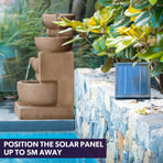 PROTEGE 4 Bowl Solar Powered Water Feature Fountain with LED Lights - Sand Colour