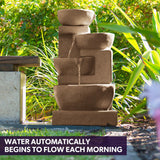 PROTEGE 4 Bowl Solar Powered Water Feature Fountain with LED Lights - Sand Colour