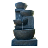 PROTEGE 4 Bowl Solar Powered Water Feature Fountain with LED Lights - Charcoal