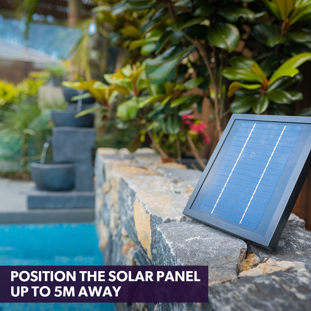 PROTEGE 4 Bowl Solar Powered Water Feature Fountain with LED Lights - Charcoal