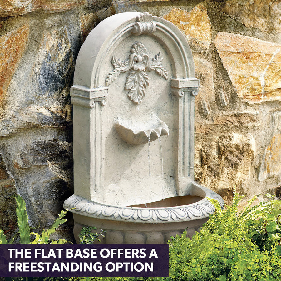PROTEGE Classic Solar Powered Water Feature Fountain, Wall Mount or Freestanding with Lighting