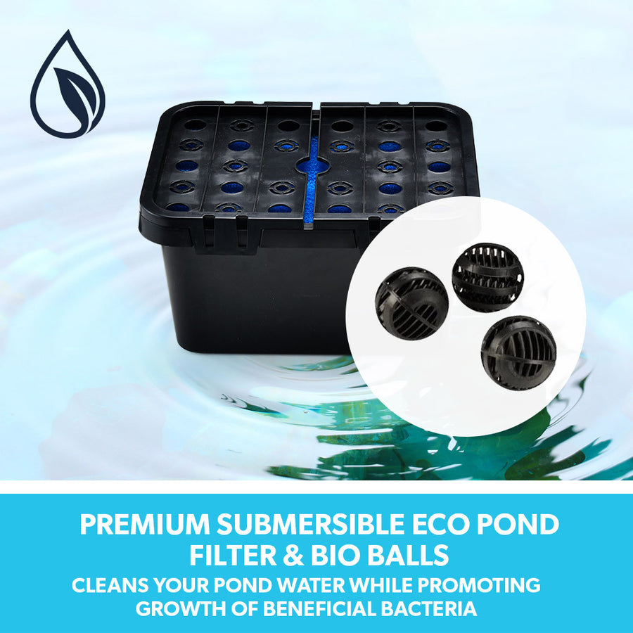 PROTEGE 20W Solar Powered Water Fountain Pump Pond Kit with Eco Filter Box