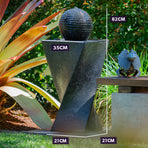 PROTEGE Contemporary Twisted Solar Powered Water Feature Fountain with LED Lights - Black
