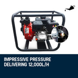 WARTON Petrol High Pressure Water Pump 8HP 4 Outlet for Irrigation and Fire Fighting - PRP-45P - Low Angle