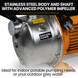 PROTEGE 2350W High Pressure Potable Water Jet Pump, with Auto Digital Controller, for Rainwater Tank, Grey Water, Irrigation - 45-Degree Angle