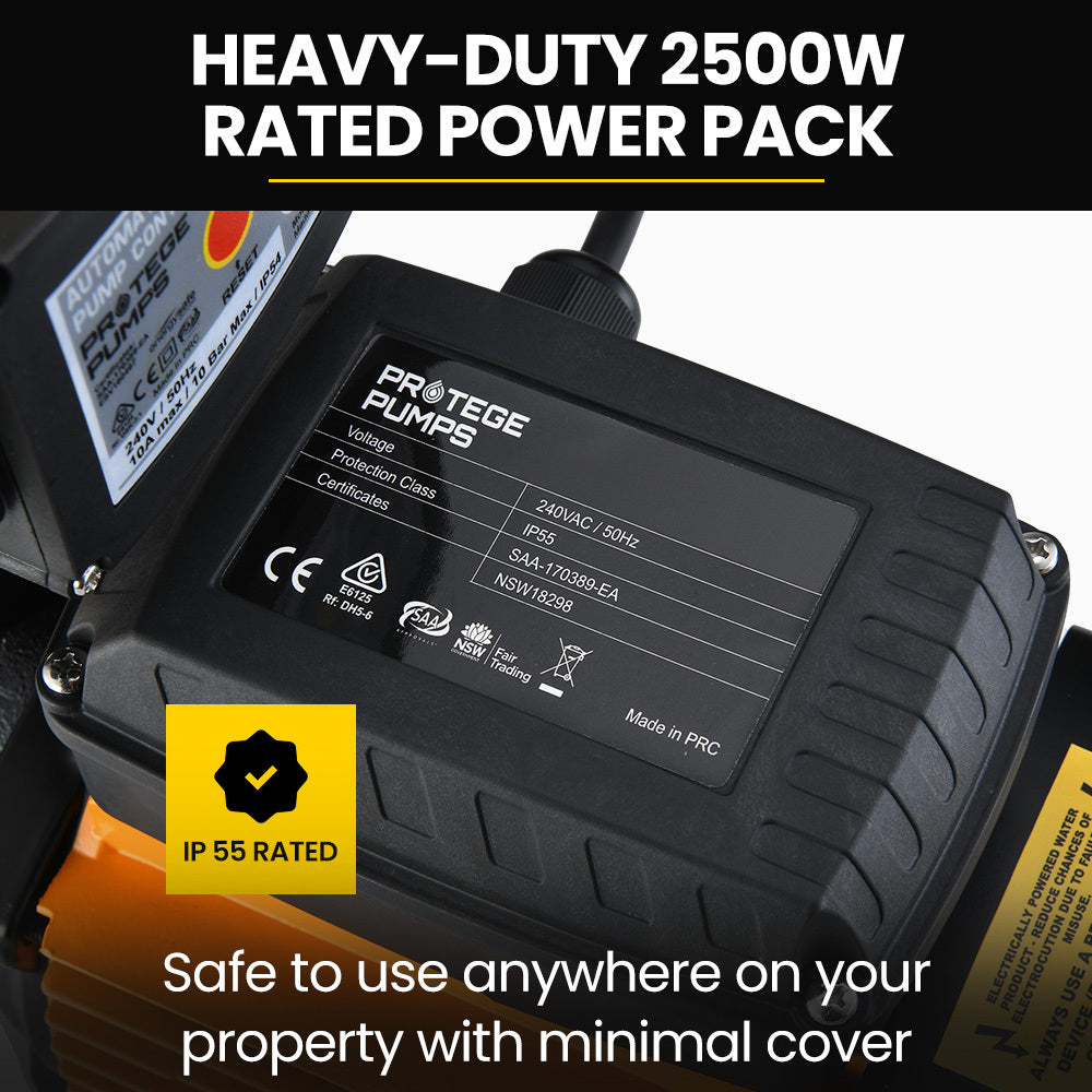 PROTEGE 2350W High Pressure Potable Water Jet Pump, with Auto Digital Controller, for Rainwater Tank, Grey Water, Irrigation