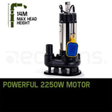 PROTEGE 2250W Submersible Dirty Water Pump Sewage Bore Septic Tank Well Sewerage - Side View