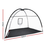 Everfit 3.5m Golf Practice Net Portable Training Aid Driving Target Tent Black - Front View
