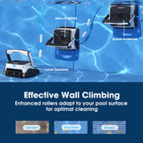 WYBOT Grampus 800 Robotic Pool Cleaner, Automatic Vacuum with Quick Clean, Wall Climbing Capability, Powerful Triple Motors, Large Filter Baskets, - Side View