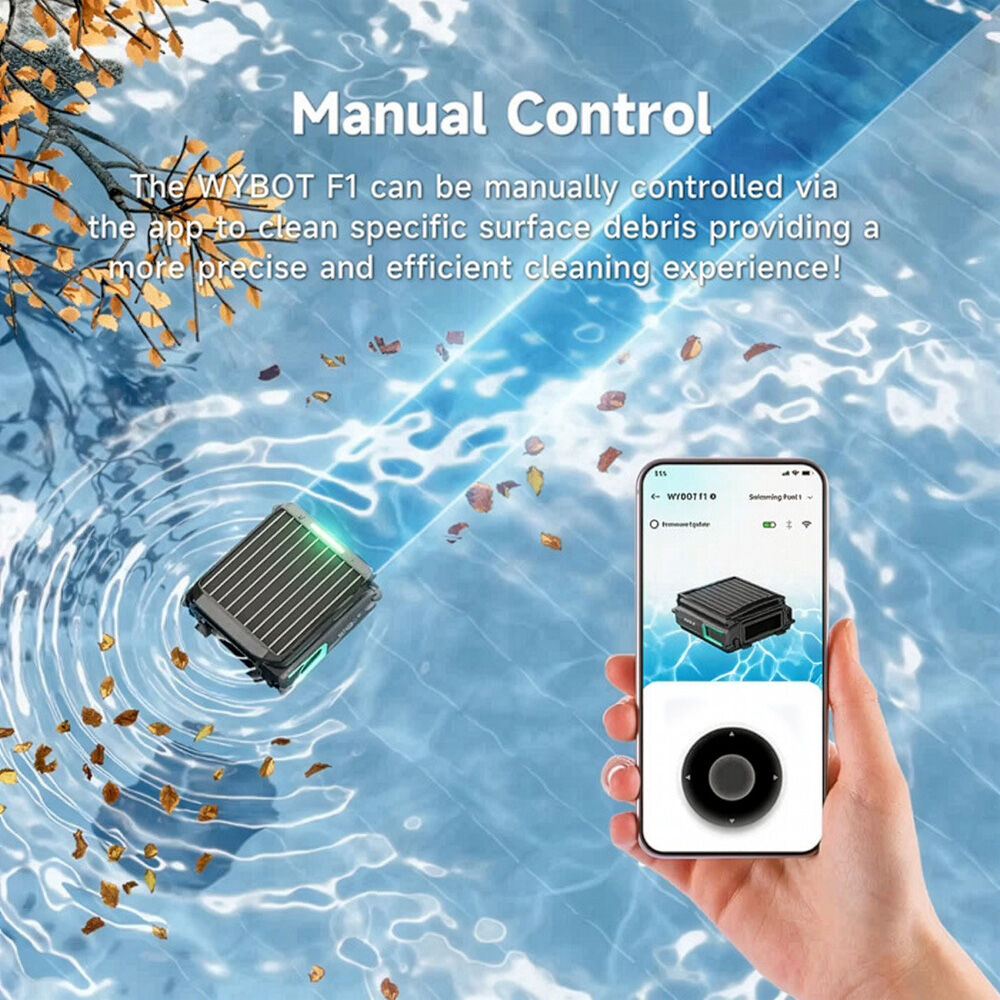 WYBOT F1 Solar Robotic Pool Skimmer, Large 7L Basket, APP Control and Customisable Route, Automatic Cleaner of Leaves and Fine Debris