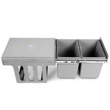 Cefito Pull Out Bin Kitchen Double Basket 2X15L Grey - Side View