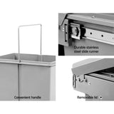 Cefito Pull Out Bin Kitchen Double Basket 2X15L Grey - Rear View