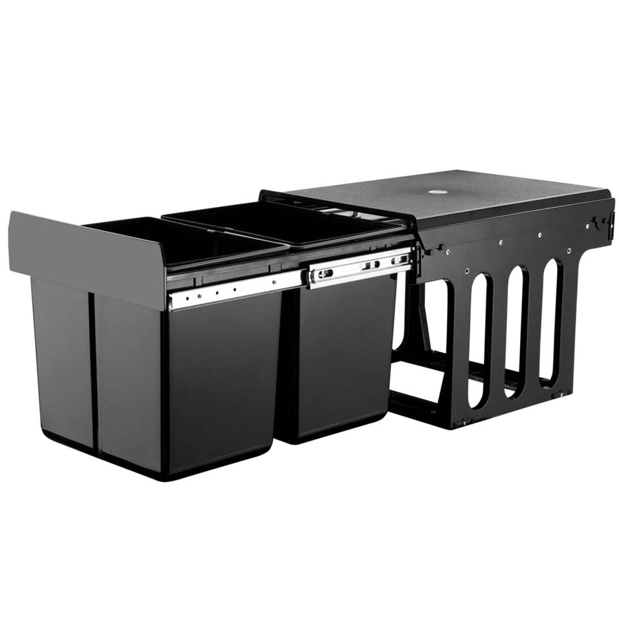 Cefito black double pull out kitchen bin with two 15L baskets