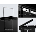 Cefito black double pull out kitchen bin with two 15L baskets, under bench frame
